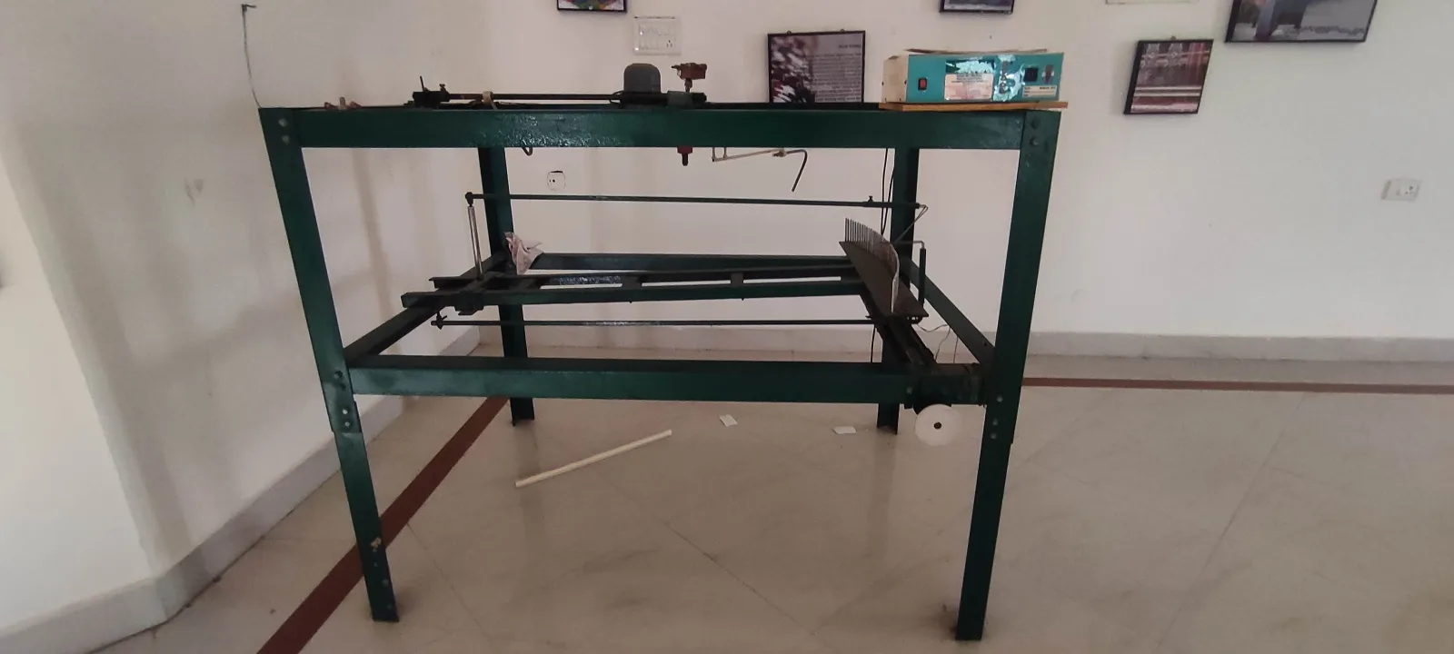 An asu machine, used to align warp yarn before weaving Pochampally ikat, named for its inventor Chintakindi Mallesham